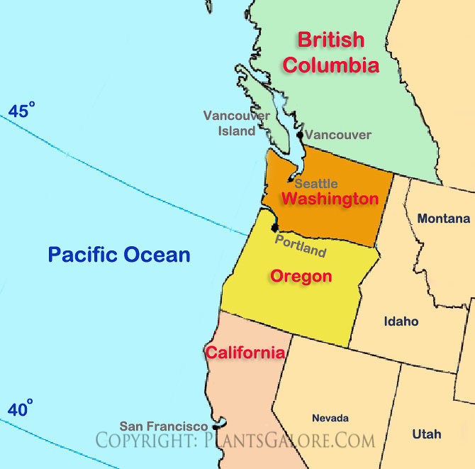Types Map Of United States Pacific Northwest Region Ornamental