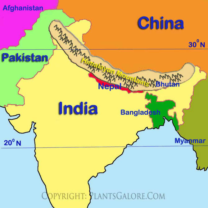 himalayan mountains world map