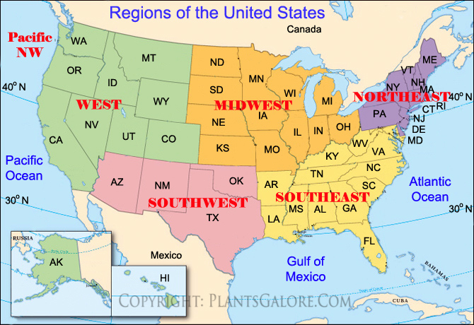 regions map of united states Types Map Of United States Regions Ornamental Plant Information regions map of united states